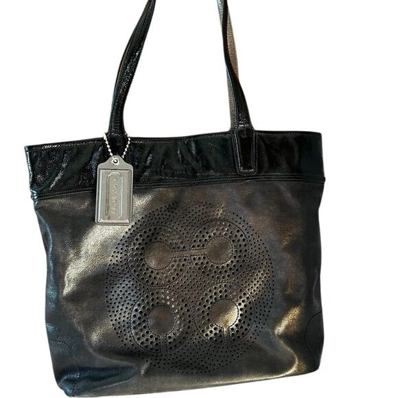 Coach, Audrey collection, leather black shoulderbag/tote - Picture 1 of 12